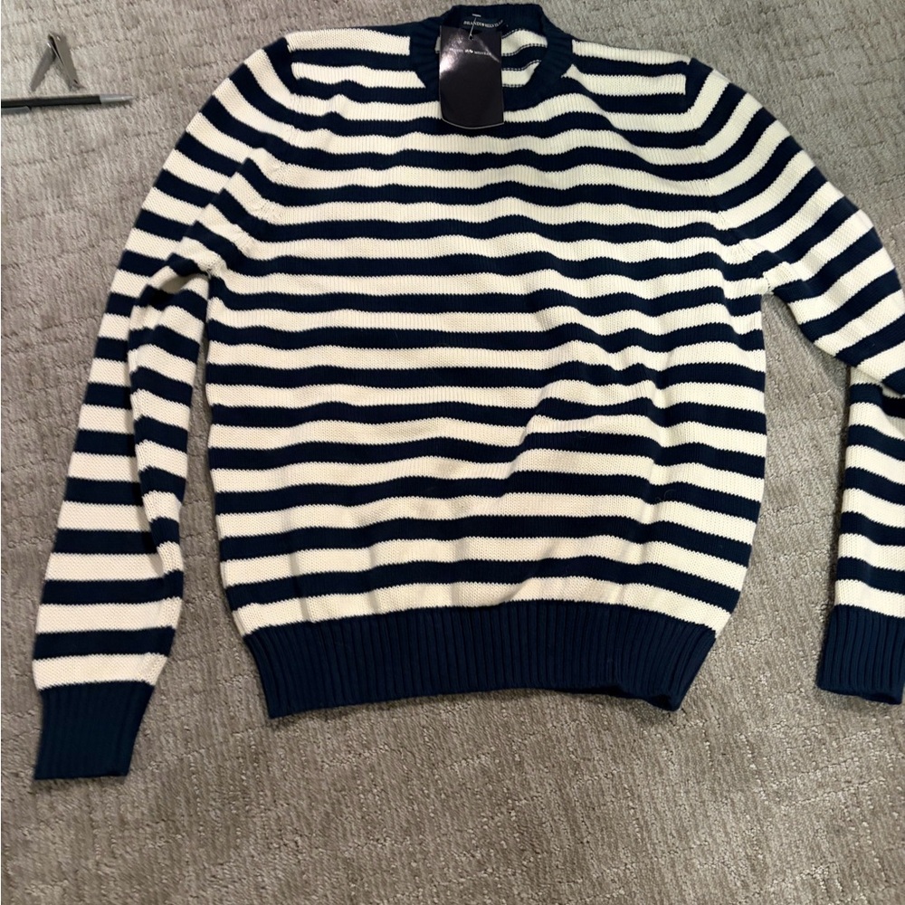 Brandy Melville Striped Navy and White Sweater